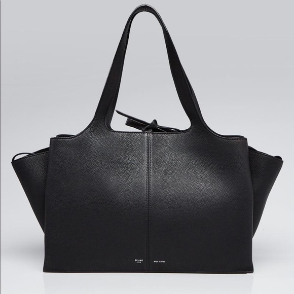 Celine small tri fold black leather hand bag ties - Picture 1 of 11